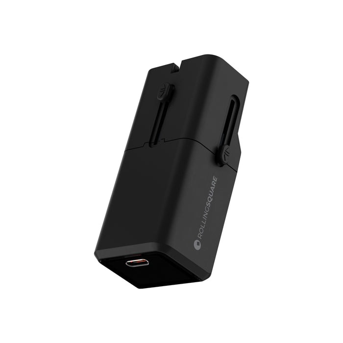 Pocket Travel Charger - US/EU/UK/AU plugs - Pocket Travel Charger - US/EU/UK/AU plugs - 30W - 1 Port - Compact black pocket travel charger with retractable plugs and a USB-C port. - Rolling Square Pocket Travel Charger - US/EU/UK/AU plugs - 30W - 1 Port - Compact black pocket travel charger with retractable plugs and a USB-C port. - Rolling Square