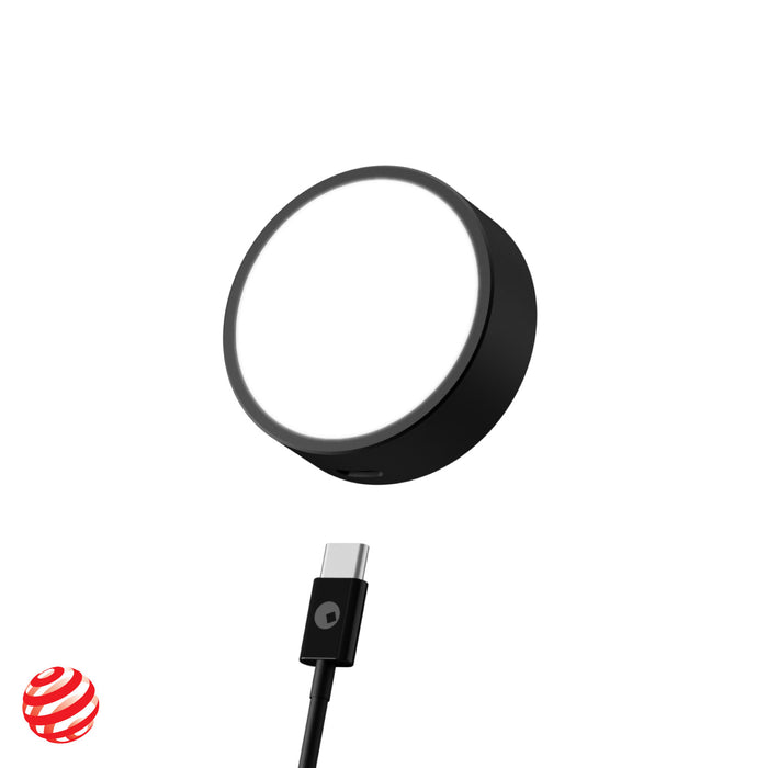 EDGE® Pro Light - 1000lm portable light - EDGE® Pro Light - 1000lm portable light - Hyperspace Black - Compact round portable light with bright white diffuser and black housing, USB-C charging cable included. - Rolling Square EDGE® Pro Light - 1000lm portable light - Hyperspace Black - Compact round portable light with bright white diffuser and black housing, USB-C charging cable included. - Rolling Square