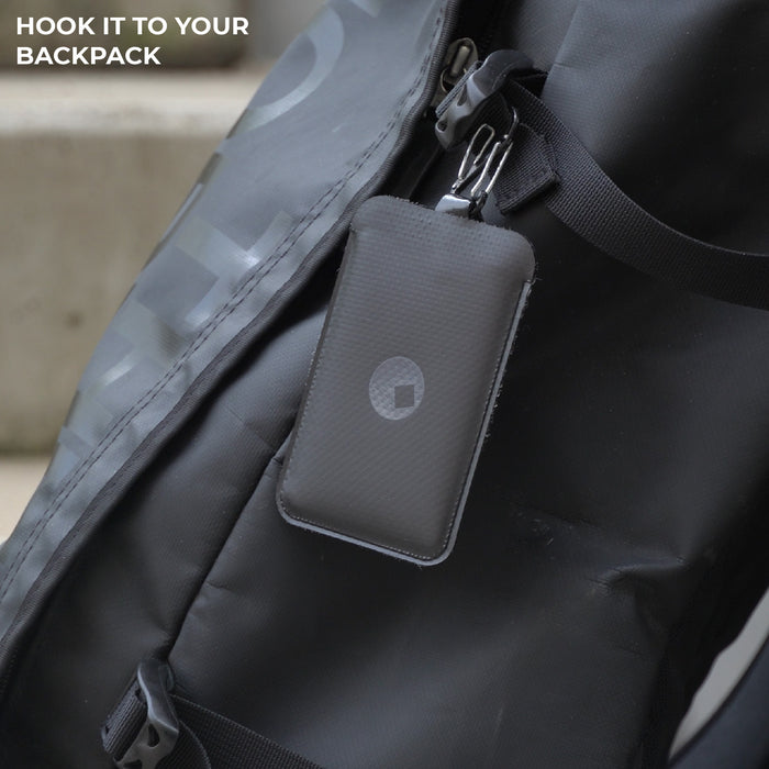 AirCard™ Pouch - Attach AirCard anywhere - AirCard™ Pouch - Attach AirCard anywhere - Black - Black AirCard pouch attached to a backpack with a metal clip. - Rolling Square AirCard™ Pouch - Attach AirCard anywhere - Black - Black AirCard pouch attached to a backpack with a metal clip. - Rolling Square