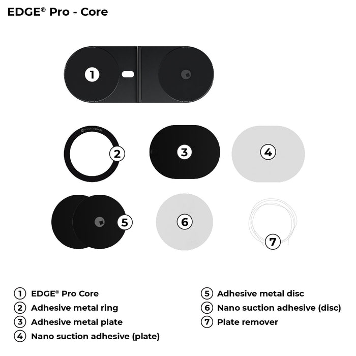 EDGE® Pro Core - MagSafe phone & tablet holder - EDGE® Pro Core - MagSafe phone & tablet holder - Hyperspace Black - MagSafe phone and tablet holder kit with adhesive metal plates and remover tool in black and gray variations. - Rolling Square EDGE® Pro Core - MagSafe phone & tablet holder - Hyperspace Black - MagSafe phone and tablet holder kit with adhesive metal plates and remover tool in black and gray variations. - Rolling Square