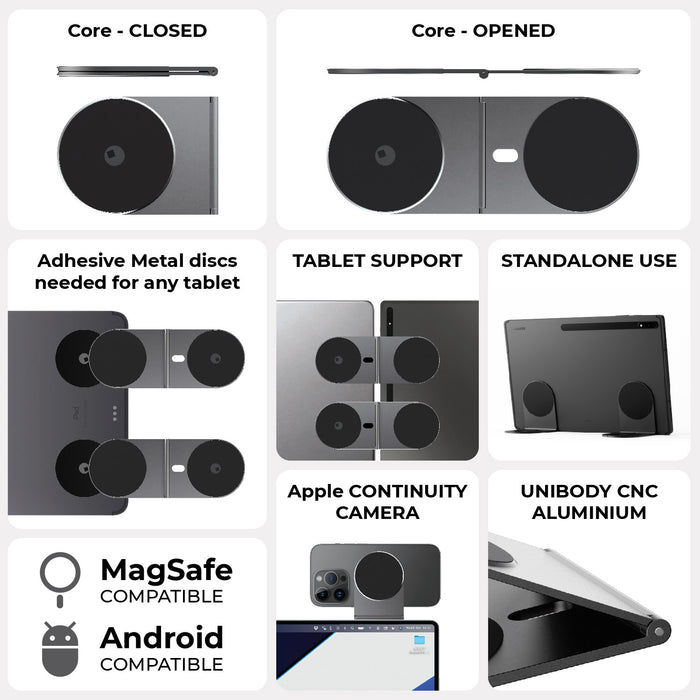 EDGE® Pro Tablet kit - MagSafe phone & tablet holder - EDGE® Pro Tablet kit - MagSafe phone & tablet holder - Hyperspace Black - MagSafe phone and tablet holder with adhesive metal discs, tablet support, and unibody CNC aluminum design in Asteroid Gray. - Rolling Square EDGE® Pro Tablet kit - MagSafe phone & tablet holder - Hyperspace Black - MagSafe phone and tablet holder with adhesive metal discs, tablet support, and unibody CNC aluminum design in Asteroid Gray. - Rolling Square