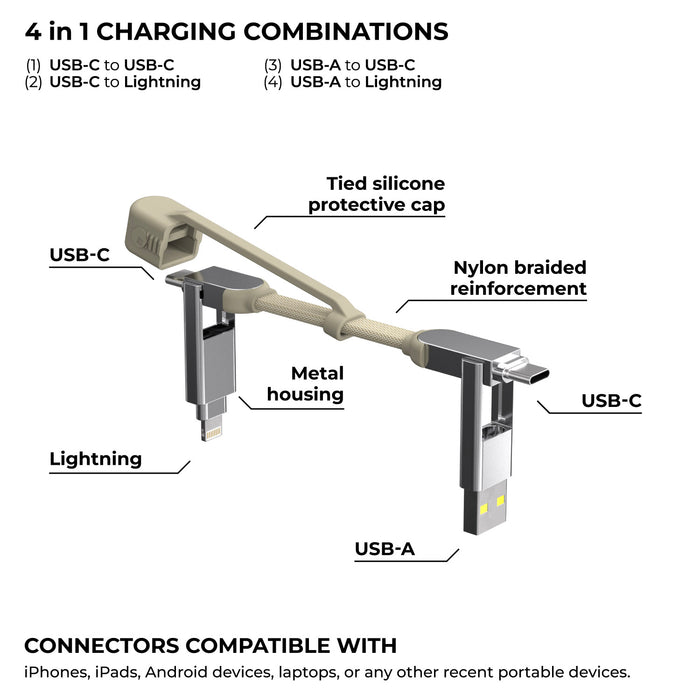 inCharge® XS - 240W, 4in1 keyring cable - inCharge® XS - 240W, 4in1 keyring cable - Lanzarote Gray - Compact 4in1 keyring charging cable in Lanzarote Gray with nylon braided reinforcement and metal housing. - Rolling Square inCharge® XS - 240W, 4in1 keyring cable - Lanzarote Gray - Compact 4in1 keyring charging cable in Lanzarote Gray with nylon braided reinforcement and metal housing. - Rolling Square