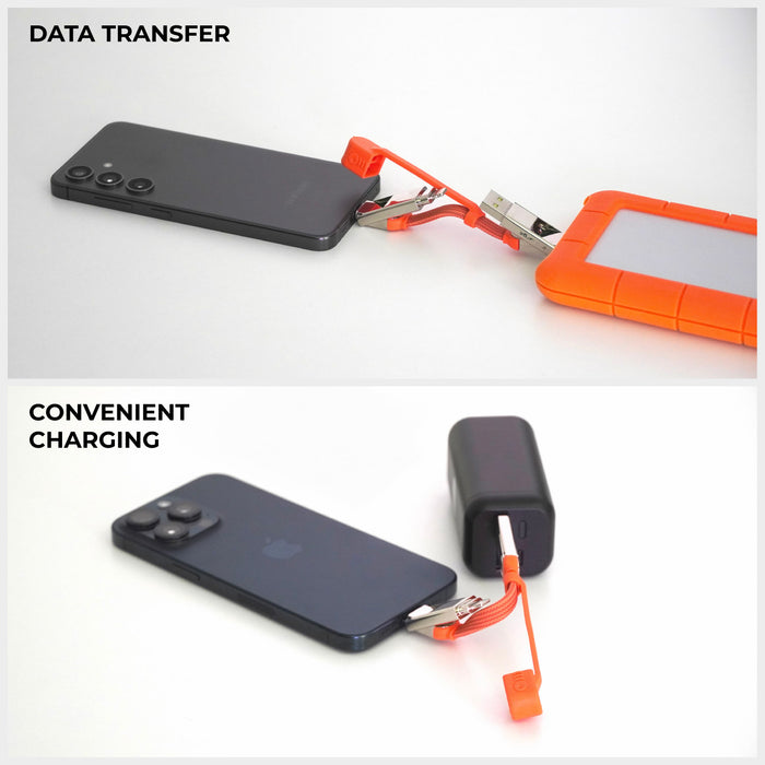 inCharge® XS - 240W, 4in1 keyring cable - inCharge® XS - 240W, 4in1 keyring cable - Lanzarote Gray - Compact Lanzarote Gray 4-in-1 keyring cable charging a smartphone and connecting to an external drive. - Rolling Square inCharge® XS - 240W, 4in1 keyring cable - Lanzarote Gray - Compact Lanzarote Gray 4-in-1 keyring cable charging a smartphone and connecting to an external drive. - Rolling Square