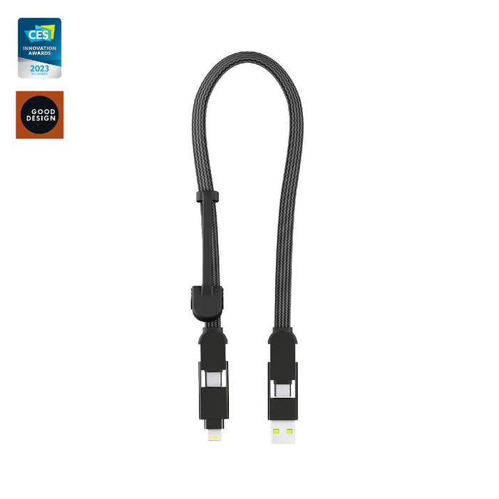 inCharge® XL 30cm / 1ft - 100W, 6in1 travel cable - inCharge® XL 30cm / 1ft - 100W, 6in1 travel cable - Urban Black - Black 30cm multi-connector USB-C to USB-C 6-in-1 charging and data cable with braided finish. - Rolling Square inCharge® XL 30cm / 1ft - 100W, 6in1 travel cable - Urban Black - Black 30cm multi-connector USB-C to USB-C 6-in-1 charging and data cable with braided finish. - Rolling Square
