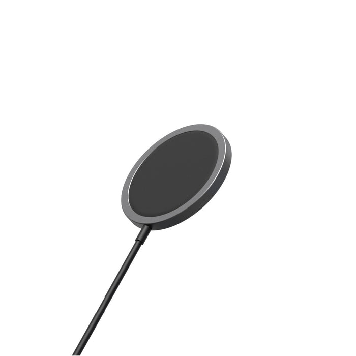 EDGE® Wireless Charger - MagSafe charger, up to 15W - Basalt Grey - Basalt grey circular wireless charger with black charging pad and attached cable. - Rolling Square