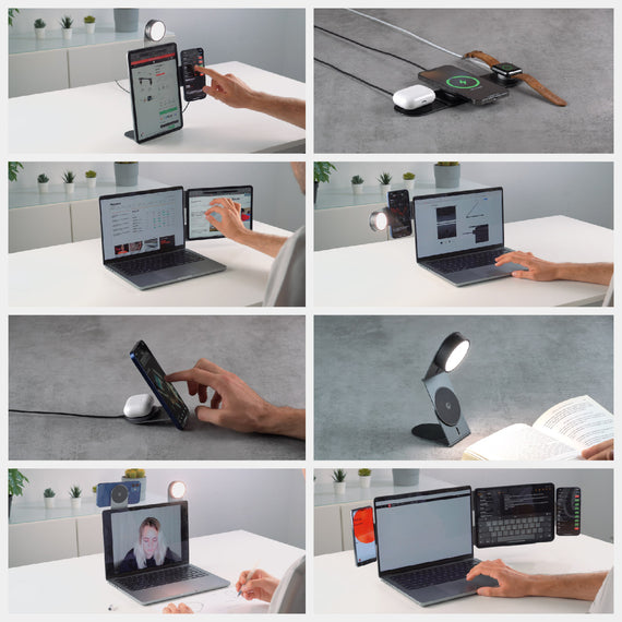 Rolling Square Edge Pro Core - Support Telephone Magnetique pour Ordinateur  Portable et Support Tablette aussi, Accessoire Bureau Travail et Gaming  Compatible avec Magsafe et Tous les Téléphones, Gris : :  Informatique