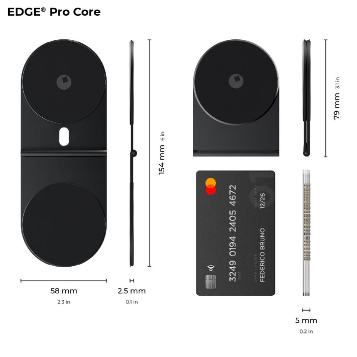 EDGE® Pro Core - MagSafe phone & tablet holder - Hyperspace Black - Sleek black MagSafe phone and tablet holder with dual circular mounts and slim profile. - Rolling Square